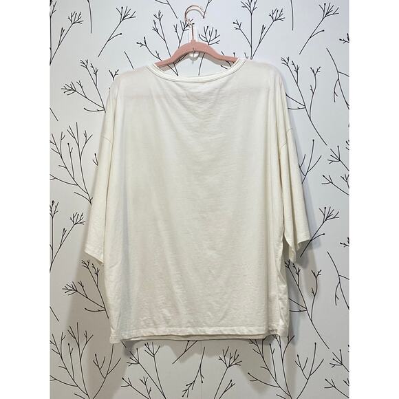 EASEL Soft 100% Cotton Quad Star Patch Boxy Half Sleeve Top 1X Boho Lounge Comfy - Picture 4 of 6